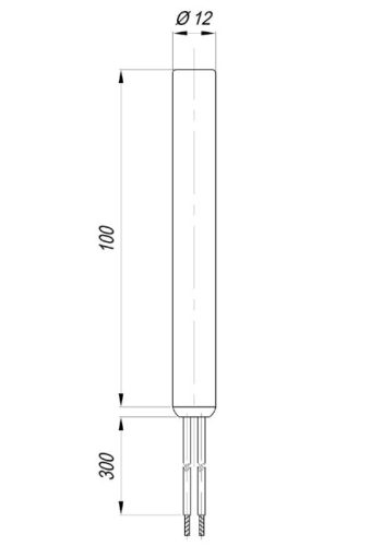 Elektromos patron fűtőtest Aisi Ø12mm DC == 24V 200W L=100mm