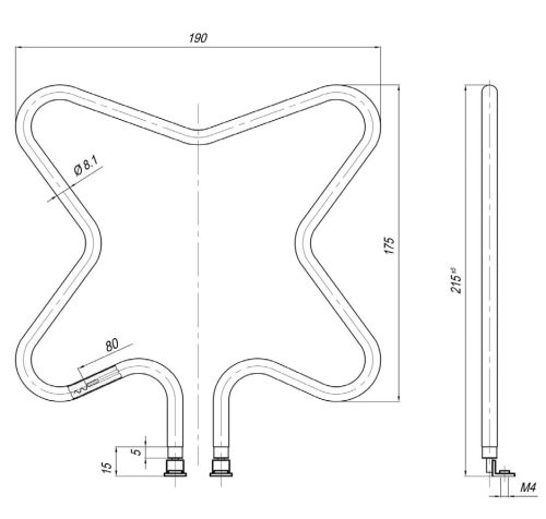 Elektromos melegszerszám fűtőbetét Aisi Ø8.1 mm ~230 V 800 W
