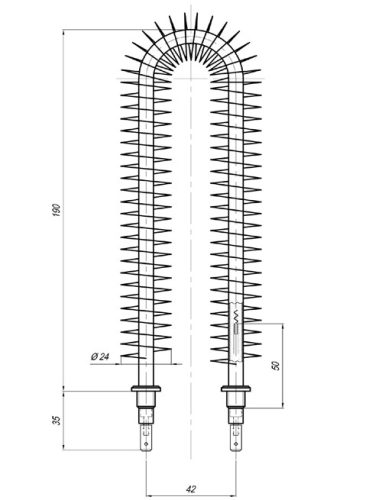 Elektromos csőfűtőbetét elektromos szekrényhez Aisi Ø8.1mm ~230V 200W