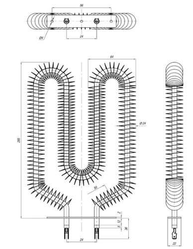 Elektromos bordázott csőfűtőbetét "M" Aisi Ø8.1mm ~230V 1000W