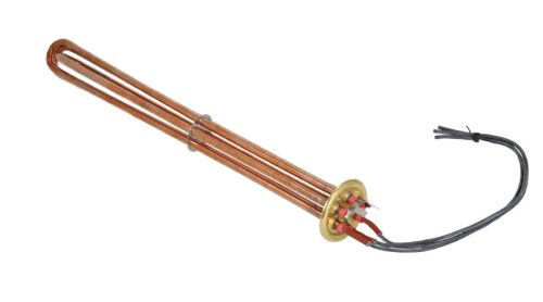 Elektromos csőfűtőbetét kazánhoz réz Ø8.1mm ~ 3x230V 7200W L=420mm szilikon vezeték FEKETE 2.5 Lk=400mm