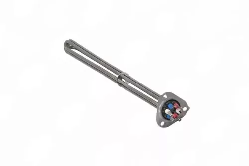 Elektromos csőfűtőbetét kazánhoz LC Aisi 316L Ø8.1mm ~ 3x230V 6000W L=420mm M4 csavarkapcsolat híd nélkül