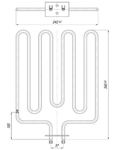 Elektromos csőfűtőelem radiátorhoz KONČAR Aisi 304 Ø8.1mm ~230V 3000W