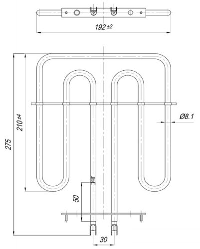 Elektromos csőfűtőelem kazánhoz VOS Zabalj kisebb Aisi 304 Ø6.5mm ~230V 2000W