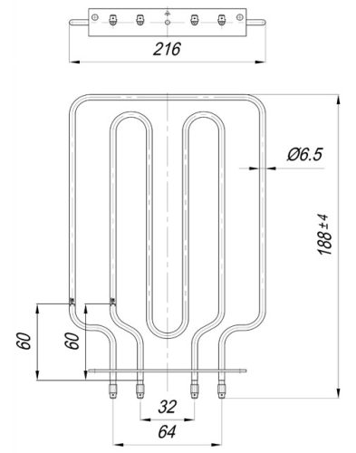 Elektromos csőfűtőelem VOS Zabalj fűtőtesthez Aisi 304 Ø6.5mm ~230V/ 700+1500W