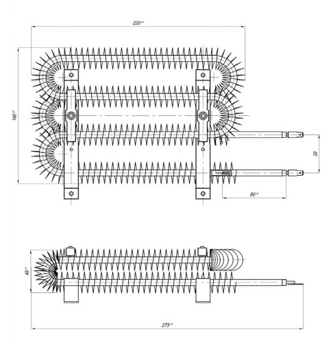 Elektromos csőfűtőbetét szárítógéphez Gorenje Aisi 316L Ø8.1mm ~ 230V 2100W