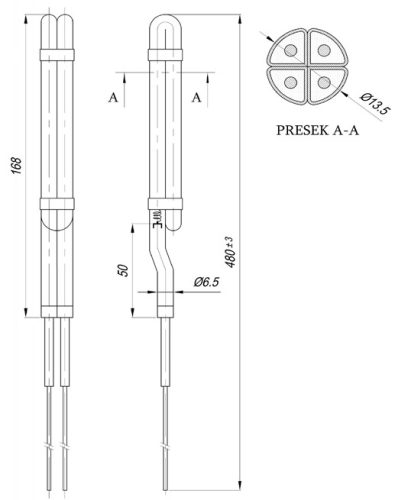 Elektromos TERMOMONT Aisi 309 Ø6.5mm ~ 230V 300W