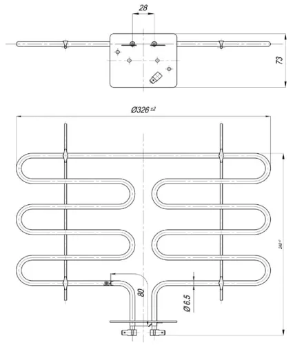 Elektromos csőfűtőbetét ÖR grillezőhöz Aisi 304 Ø6.5 mm ~230 V 2200 W