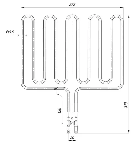 Elektromos csőfűtőbetét MAGNOHROM grillezőhöz Aisi 304 Ø6.5 mm ~230 V 2000 W