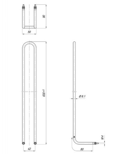 Elektromos csőfűtőbetét grillezőhöz Aisi Ø8.1 mm ~230 V 850 W 12110