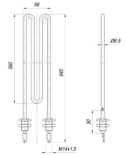 Elektromos csőfűtőbetét grillezőhöz Aisi Ø6.5 mm ~230 V 1500 W