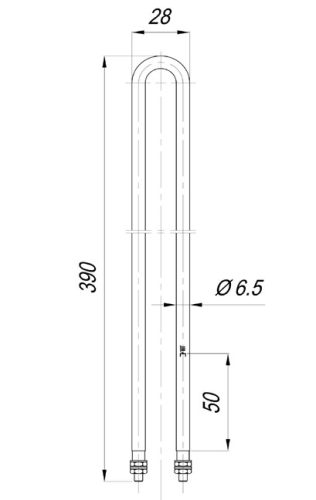 Elektromos csőfűtőbetét grillezőhöz Aisi 304 Ø6.5 mm ~230 V 500 W