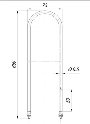 Elektromos csőfűtőbetét grillezőhöz Aisi 304 Ø6.5 mm ~230 V 650 W