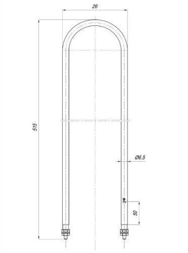 Elektromos csőfűtőbetét Koncar grillezőhöz Aisi 304 Ø6.5 mm ~230 V 700 W