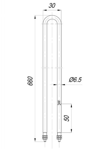 Elektromos csőfűtőbetét grillezőhöz Aisi 304 Ø6.5 mm ~230 V 700 W