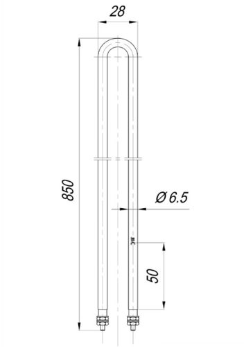 Elektromos csőfűtőbetét grillezőhöz Aisi 304 Ø6.5 mm ~230 V 1000 W