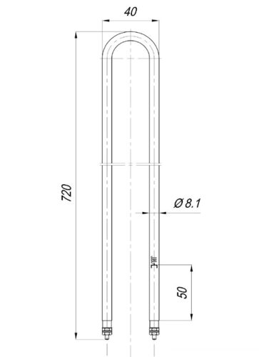 Elektromos csőfűtőbetét grillezőhöz Aisi 304 Ø8.1 mm ~230 V 450 W