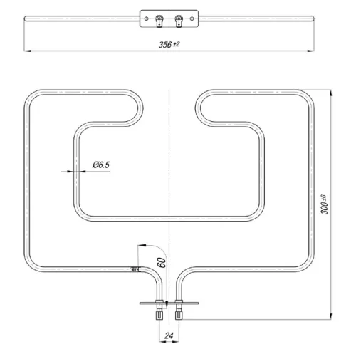 Elektromos csőfűtőbetét MINI TARA "S" tűzhelyhez Aisi 304 Ø6.5 mm ~230 V 600 W 