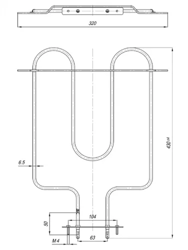 Elektromos GORENJE "M" típusú csőfűtőbetét sütőhöz, Aisi 304, Ø6.5 mm, ~230 V, 1100 W