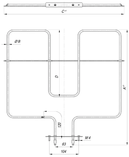 Elektromos csőfűtőbetét GORENJE ALFA PLAM tűzhelyhez Aisi 304 Ø6.5 mm ~230 V 1150 W