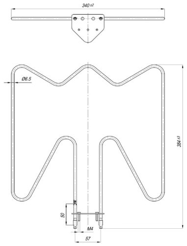 Elektromos csőfűtőbetét AR tűzhelyhez Aisi 304 Ø6.5 mm ~230 V 1550 W