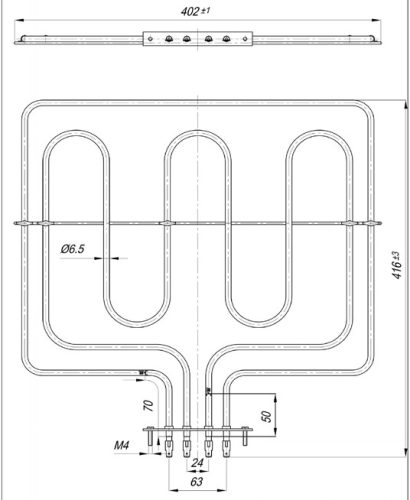 Elektromos csőfűtőbetét Gorenje tűzhelyhez Aisi 321 Ø6.5 mm ~230 V 2200+950 W