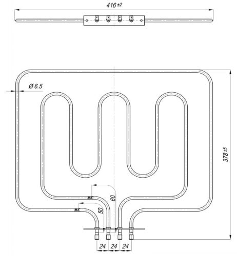 Elektromos csőfűtőbetét DELIGRAD MB tűzhelyhez Aisi 304
