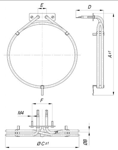 Elektromos csőfűtőbetét GORENJE KÖR alakú tűzhelyhez Aisi 304 Ø6.5 mm ~230 V 2500 W