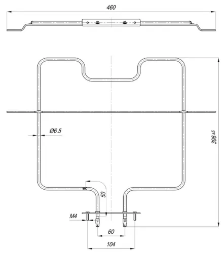 Elektromos csőfűtőbetét AR NT tűzhelyhez Aisi 304 Ø6.5 mm ~230 V 1000 W