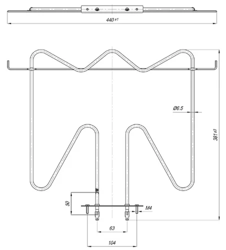Elektromos csőfűtőbetét AR NT tűzhelyhez Aisi 304 Ø6.5 mm ~230 V 1400 W