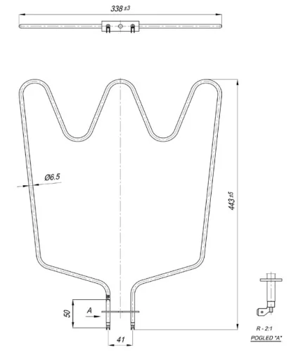 Elektromos csőfűtőbetét WHIRPOOL tűzhelyhez Aisi 304 Ø6.5 mm ~230 V 1150 W