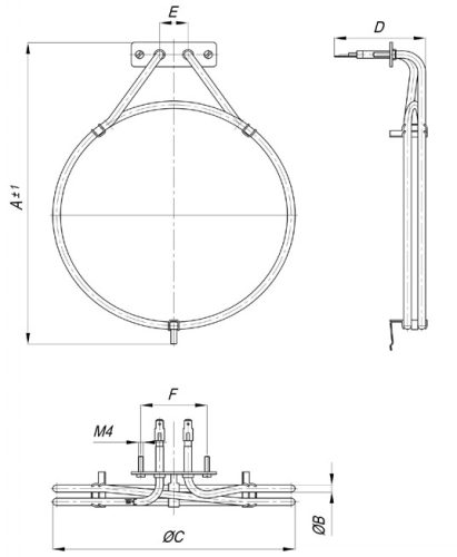 Elektromos csőfűtőbetét GORENJE tűzhelyhez KÖR alakú Hosszú nyak Aisi 304 Ø6.5 mm ~230 V 2500 W