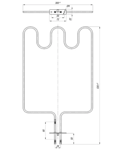 Elektromos csőfűtőbetét Gorenje tűzhelyhez Aisi 304 Ø6.5 mm ~230 V 1100 W NT típusú 