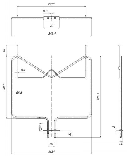 Elektromos csőfűtőbetét BOSCH tűzhelyhez Aisi 304 Ø6.5 mm ~230 V 1150 W