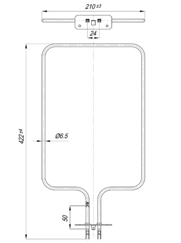 Elektromos csőfűtőbetét Beko tűzhelyhez "P" Aisi 304 Ø6.5 mm ~230 V 1100 W