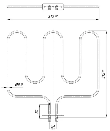 Elektromos csőfűtőbetét MINI TARA tűzhelyhez Aisi 304 Ø6.5 mm ~230 V 1000 W
