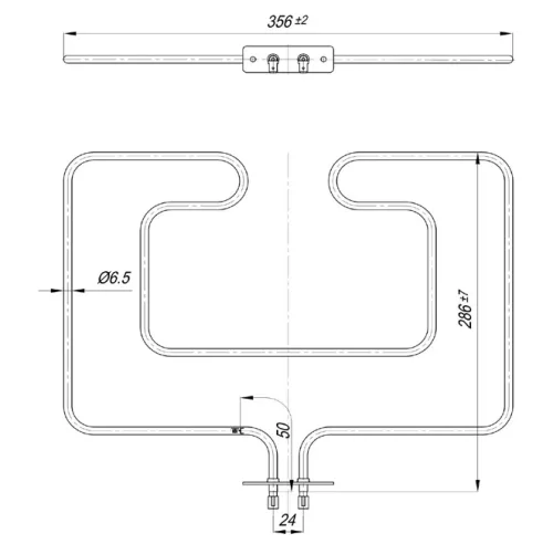 Elektromos csőfűtőbetét tűzhelyhez MINI TARA "S" Aisi 304 Ø6.5 mm ~230 V 1200 W