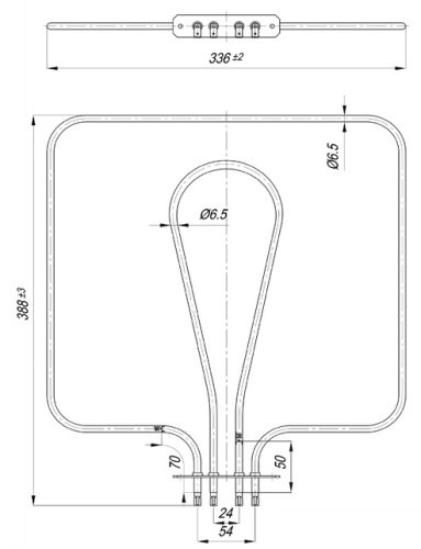 Elektromos csőfűtőbetét tűzhelyhez CANDY Dupla Aisi 304 Ø6.5 mm ~230 V/98 V/ 1000+450 W