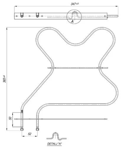 Elektromos csőfűtőbetét FABER NARDI típusú sütőhöz, Aisi 304, Ø6.5 mm, ~230 V, 1000 W