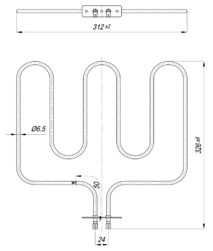 Elektromos csőfűtőbetét MINI TARA "M" Aisi 304 Ø6.5 mm ~230 V 1200 W