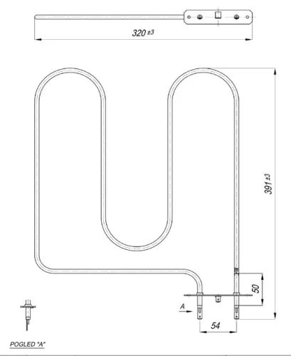 Elektromos csőfűtőbetét FOX tűzhelyhez Aisi 304 Ø6.5 mm ~230 V 1300 W