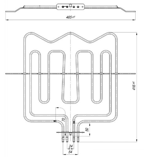 Elektromos csőfűtőbetét BEKO típusú sütőhöz Aisi 304 Ø6.5 mm ~230 V/ 2300+1100 W 