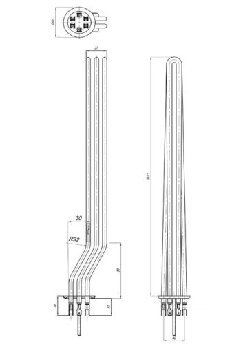 Elektromos csőfűtőbetét KOVINOSTROJ mosogatógéphez Aisi 316L Ø6.5mm ~ 230V 6000W