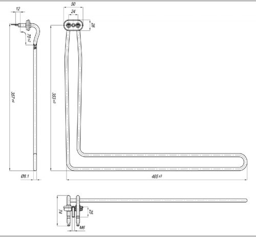 Elektromos csőfűtőbetét mosogatógéphez ARISTON, INDESIT Aisi 316L Ø8.1mm ~ 230V 2000W