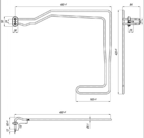Elektromos csőfűtőbetét mosogatógéphez BOSCH Aisi 316L Ø8.1mm ~ 230V 2000W