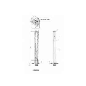  Elektromos csőfűtőbetét KONVEKTOR Aisi 304 Ø8.1mm 3x~230V 6000W L=350mm Szonda Ø8x300mm