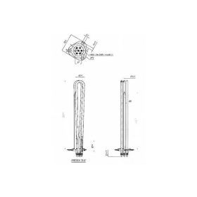   Elektromos csőfűtőbetét KONVEKTOMATA Aisi INC 800 Ø8.5mm 3x~230V 6000W L=300mm Szonda Ø8x250mm