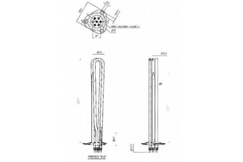 Elektromos csőfűtőbetét KONVEKTOMATA Aisi INC 800 Ø8.5mm 3x~230V 6000W L=300mm Szonda Ø8x250mm