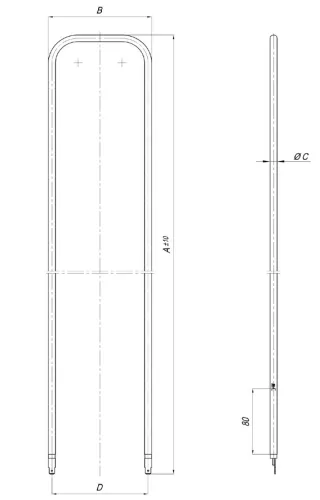Elektromos csőfűtőelem TA sütőhöz CER ST Aisi 304 Ø8.1mm ~ 230V 1500W
