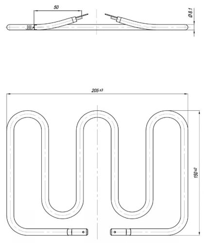 Elektromos csőfűtőbetét grillezőhöz Aisi 304 Ø8.1 mm ~230 V 1000 W